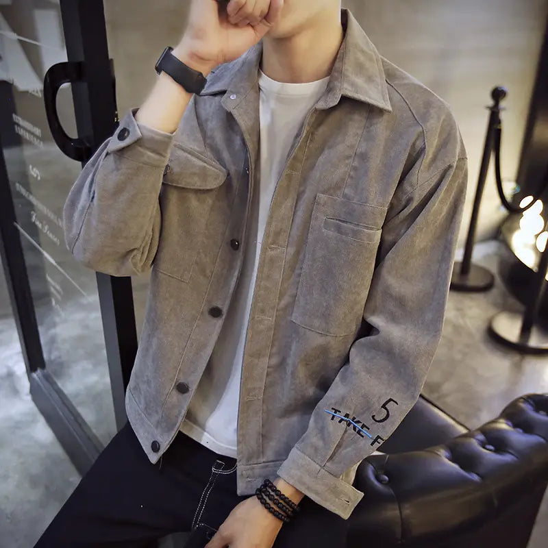 Men's Korean Style Slim Fit Casual Jacket Gray