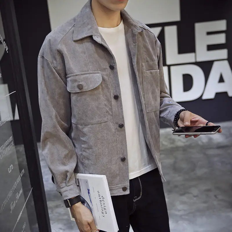 Men's Korean Style Slim Fit Casual Jacket Gray