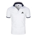 Men Slim Fit Polo Shirt White Navy Trim