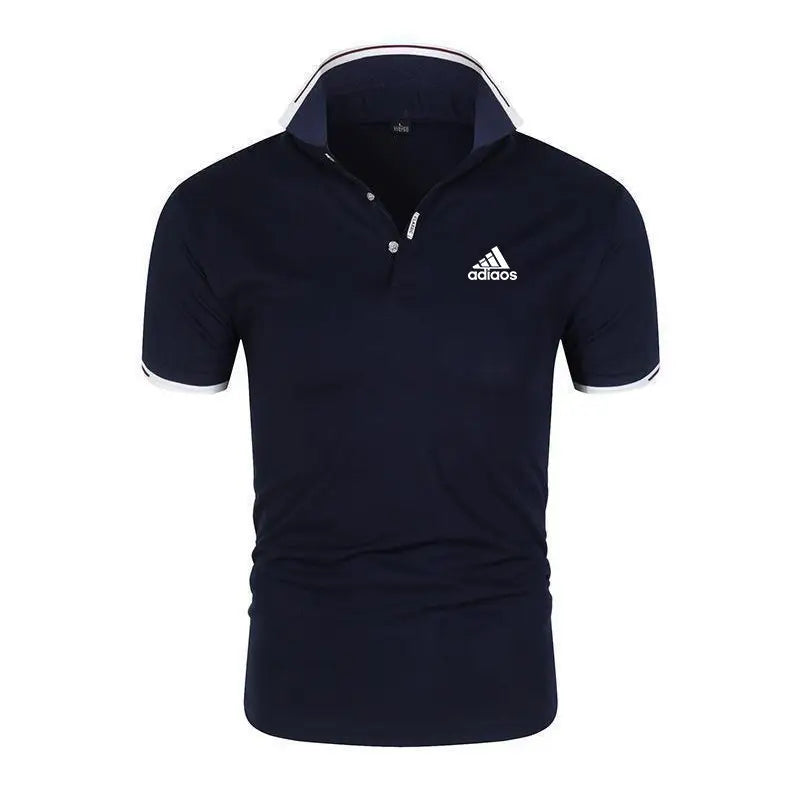 Men Slim Fit Polo Shirt White Navy Trim