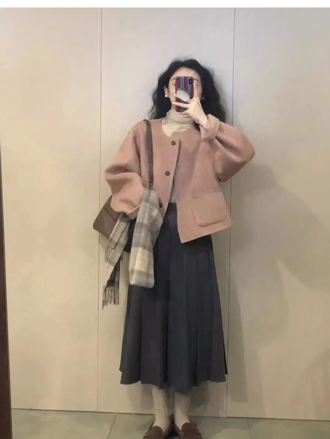Pink Wool Coat Women Winter Korean Style