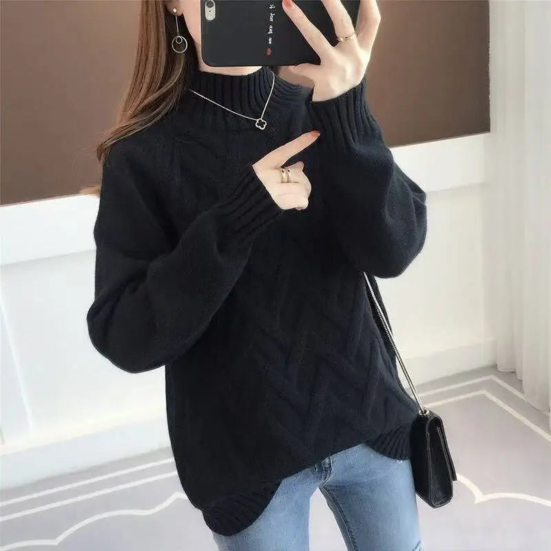 Women's Blue Chevron Knit Sweater Winter Warm Pullover