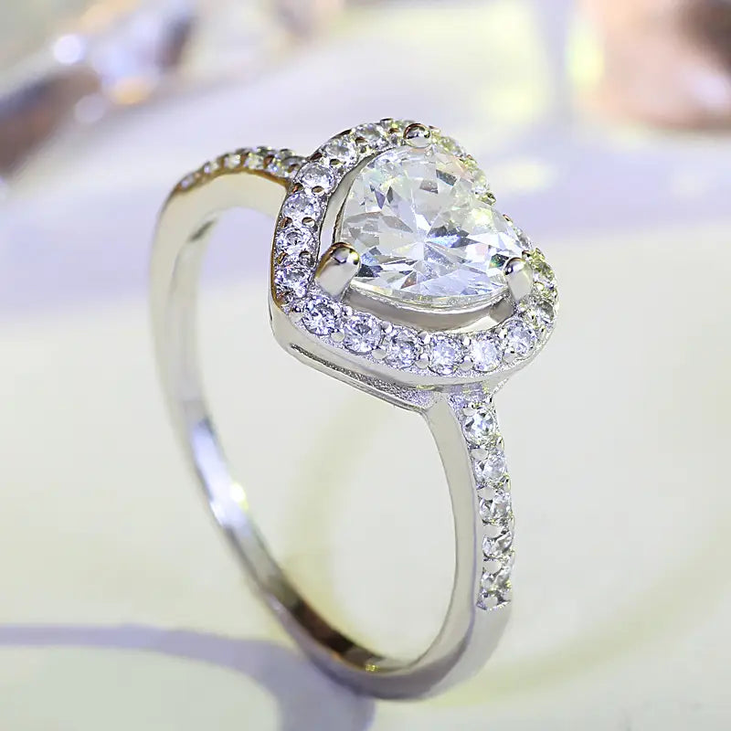 Heart-Shaped Love Ring Zircon Female Fashion Jewelry