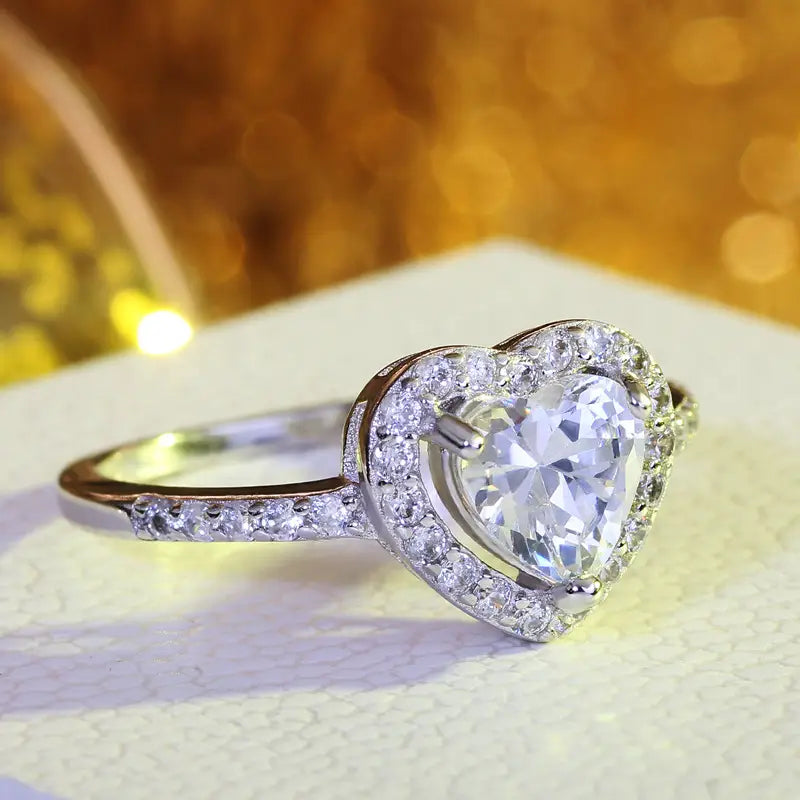 Heart-Shaped Love Ring Zircon Female Fashion Jewelry