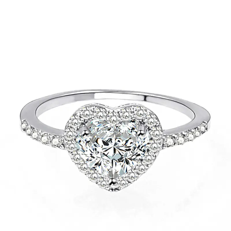 Heart-Shaped Love Ring Zircon Female Fashion Jewelry