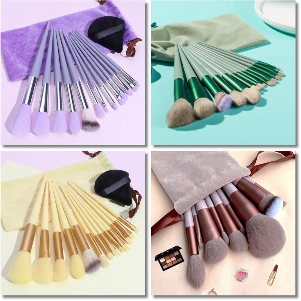 13-Piece Makeup Brush Set ABS Plastic Luxury Colors