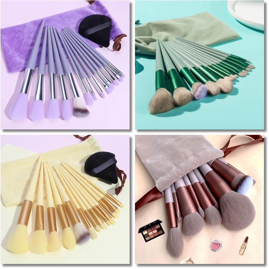 13-Piece Makeup Brush Set ABS Plastic Luxury Colors