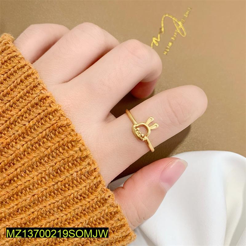 Golden Bunny Ring for Women, Adjustable, Durable, Stylish