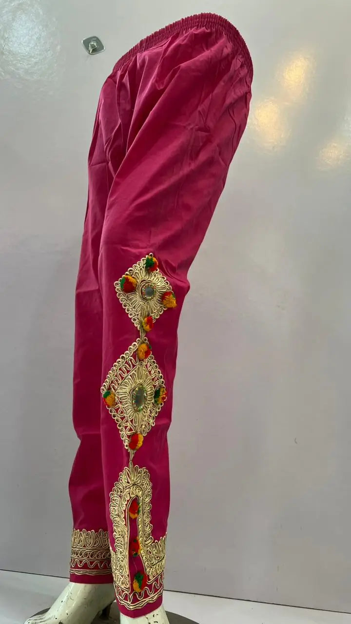 1Pc Women's Stitched Cotton Handmade Embroidered Trouser