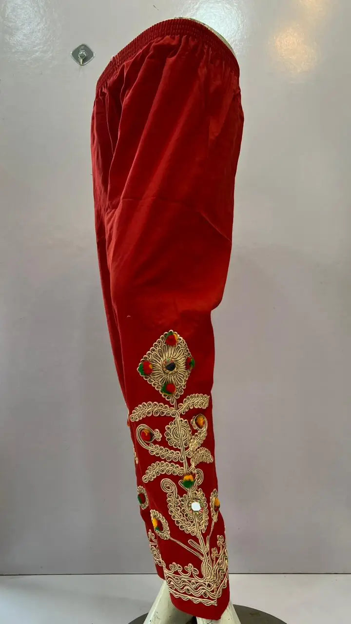 1Pc Women's Stitched Cotton Handmade Embroidered Trouser