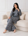 2 Pcs Women's Stitched winter Cotton Printed Long Shirt And Trouser
