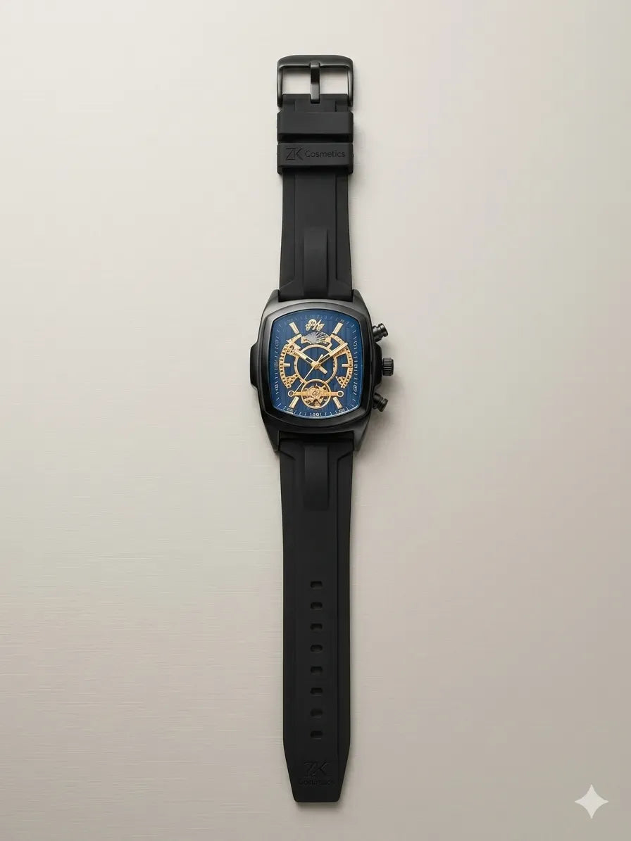 Luxury Gold Chronograph Watch with Blue Dial