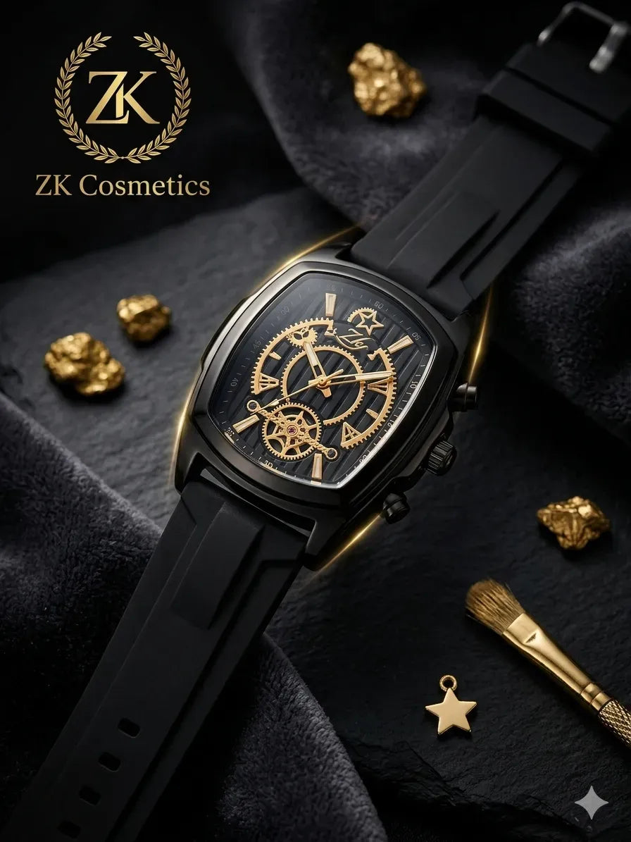 Luxury Gold Chronograph Watch with Blue Dial