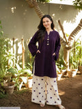 2 Pcs Women's Stitched Cotton Plain Shirt And Trouser