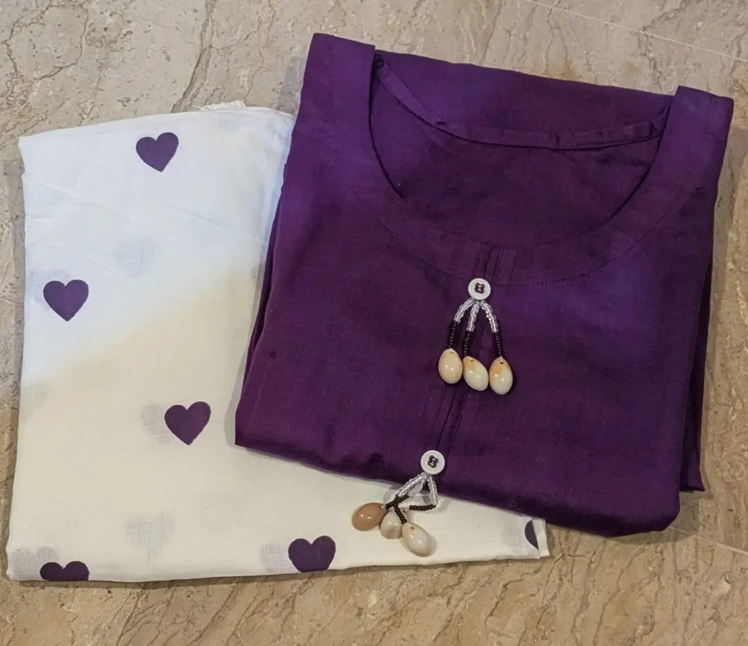 2 Pcs Women's Stitched Cotton Plain Shirt And Trouser
