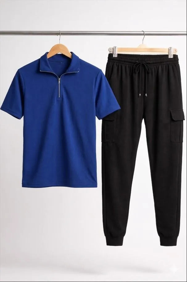2 Pcs Men's Dri Fit Plain Ziper Track Suit