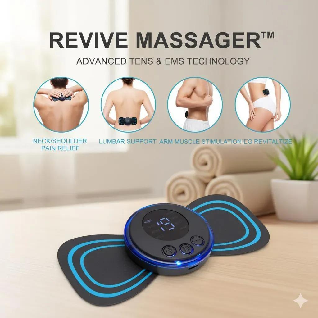 Compact TENS EMS Butterfly Massager Black Wireless Rechargeable