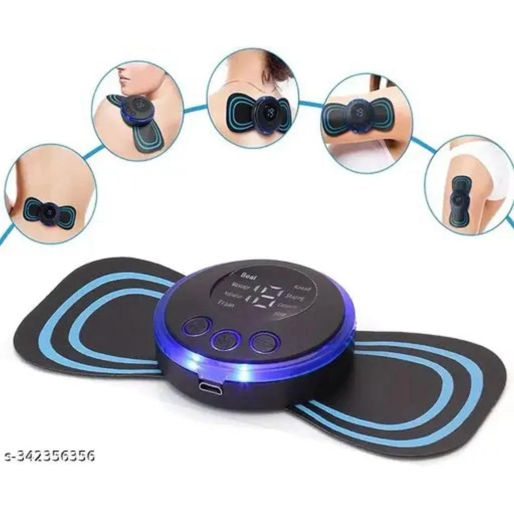 Compact TENS EMS Butterfly Massager Black Wireless Rechargeable