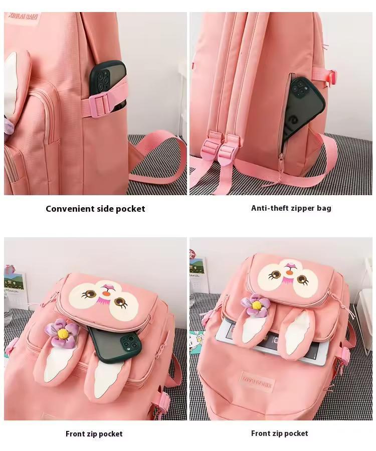 Bunny Tote Bag Set 4Pcs Multicolor Nylon 17"