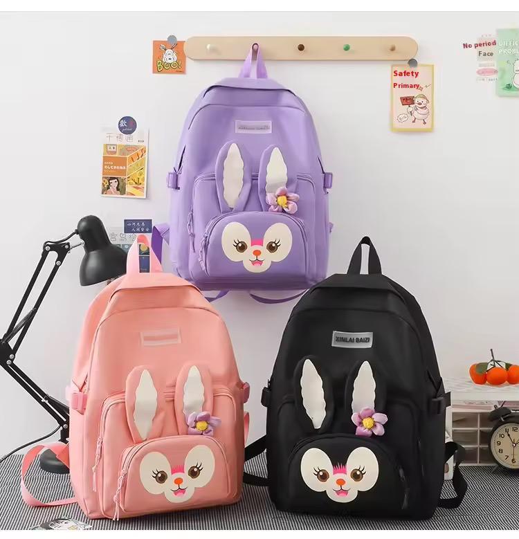 Bunny Tote Bag Set 4Pcs Multicolor Nylon 17"
