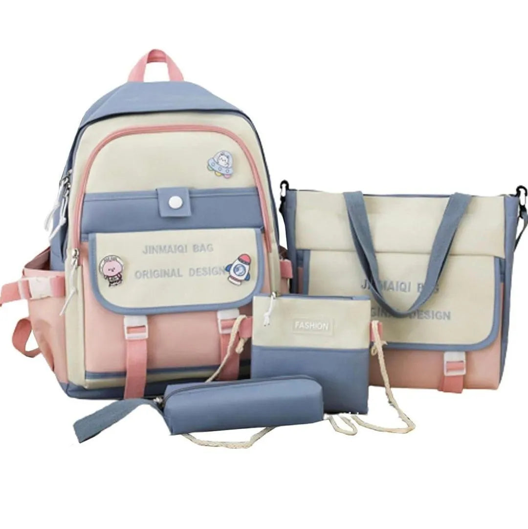 Multicolor Nylon Casual Backpack Set for Women