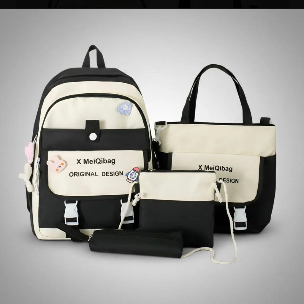 Multicolor Nylon Casual Backpack Set for Women