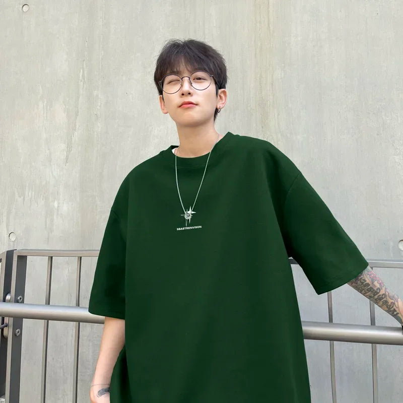 Men's Oversized T-shirts 5XL Fashion White Cotton T Shirt for Men Casual Summer Wear Star Print Tee Shirts Men Clothing